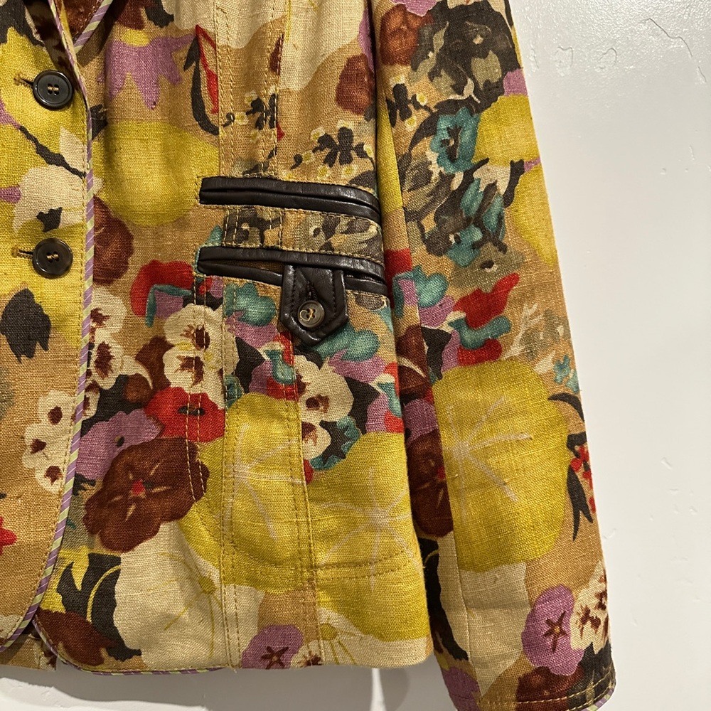 Etro Milano Vintage Linen Floral Blazer Size 44 - Picture 4 of 11